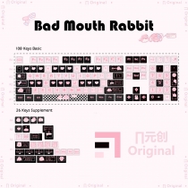 Bad Mouth Rabbit 104+30 PBT Keycaps Set Cherry / QX3 Profile for MX Switches Mechanical Gaming Keyboard